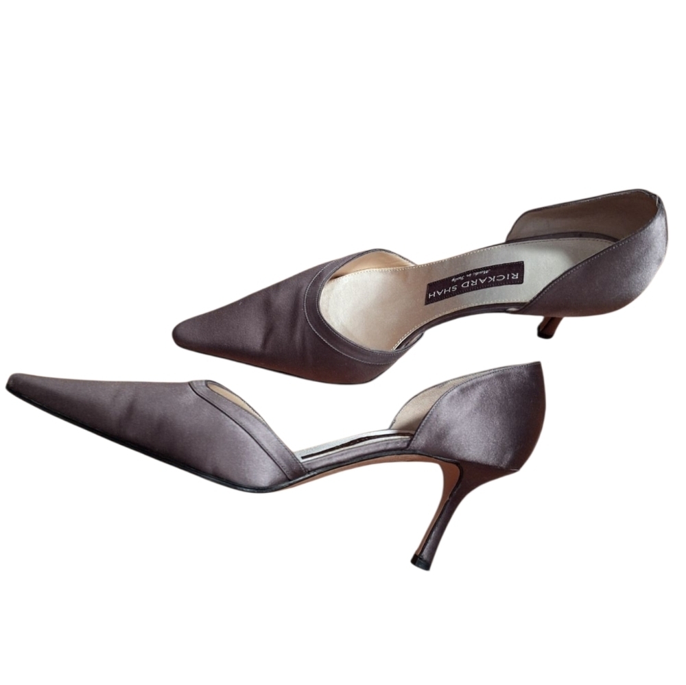 RICKARD SHAH Italian Luxury Heels MINK SILKY GRAY TAUPE BROWN OLD MONEY Quiet
